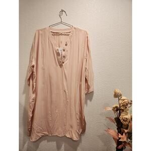 Milanpavilion‎ Women's Blush Pink Tunic Dress, Button-Front Detail, Size 2xl